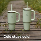 Hydro Flask 32 Oz Travel Tumbler with Handle, Lid and Straw - Insulated Stainless Steel in 32 Oz Botanical Bliss Green
