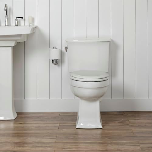 Mayfair 841EC 006 Cameron Toilet Seat Will Never Loosen and Easily Remove Durable Enameled Wood, Round, Bone