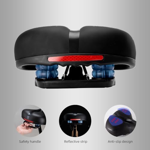 ROCKBROS Bike Seat Comfort Bike Saddle Mountain Bicycle Accessories for Men Women Soft Wide Bike Seat Cushion Dual Shock Absorbing with Reflective Strip