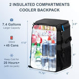 Backpack Cooler Insulated Leak Proof 30/45 Cans, 2 Insulated Compartments Thermal Bag, Portable Lightweight Beach Travel Camping Lunch Backpack for Men and Women