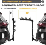 3 Bike Rack Bicycle Carrier Racks Hitch Mount Double Foldable Rack for Cars Truck SUV Fits 2" Hitch Receiver, Including Anti-Rattle Hitch Tightener