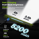Work Light【AUTO ON/Off】 3000LM LED Work Light 5200mAh Under Hood Working Light with Hooks, Portable Magnetic Rechargeable Cordless Job Site Lighting for Mechanic/Car Repairing/Garage-Green