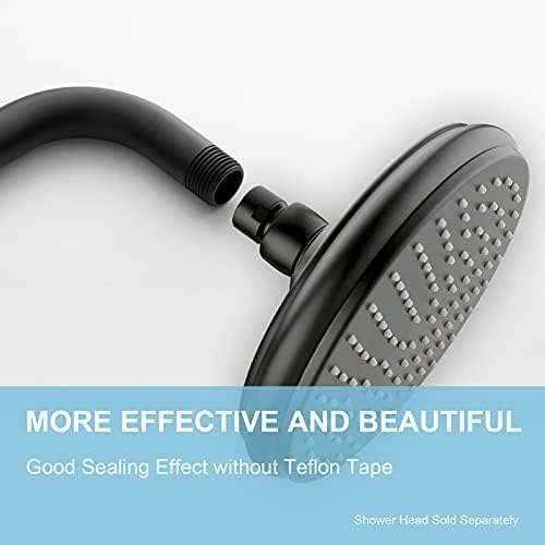 OFFO Shower Arm with Flange, 12 Inches Wall Mount Replacement Angle Shower Head Arm Wall-Mounted For Fixed Shower Head & Handheld Showerhead, Matte Black