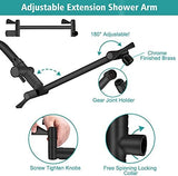 Shower Head, 12‘’ High Pressure Rainfall/Handheld Shower Combo with 11'' Extension Arm, 9 Settings, Anti-leak Shower Head with Holder, Height/Angle Adjustable, Matte Black