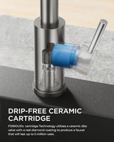 FORIOUS Kitchen Faucets with Soap Dispenser and Pull Down Sprayer, Brushed Nickel, High Arc Single Handle Classic 3 Modes Stainless Steel Faucet for Kitchen Sink Farmhouse RV Bar Laundry Camper