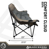 Black Sierra Double Camping Chair for Adults, Oversized Folding Loveseat Supports 600 lbs, Plush Padded Outdoor Couch with Cup Holders and Carry Bag for Beach, Patio, RV, or Tailgating Events
