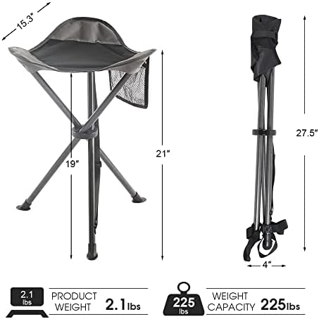 PORTAL Tall Folding Tripod Stool for Outdoor Camping Walking Hunting Hiking Fishing Travel, Support 225 lbs