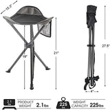 PORTAL Tall Folding Tripod Stool for Outdoor Camping Walking Hunting Hiking Fishing Travel, Support 225 lbs