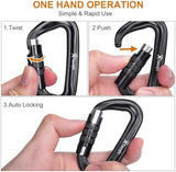 Heavy Duty Locking Carabiner Clips - Favofit 12KN (2697 lbs) Clips 3.2'' Small D Ring for Camping Hammock Hiking Dog Leashes Keys Keychains - Perfect for Outdoor Enthusiasts