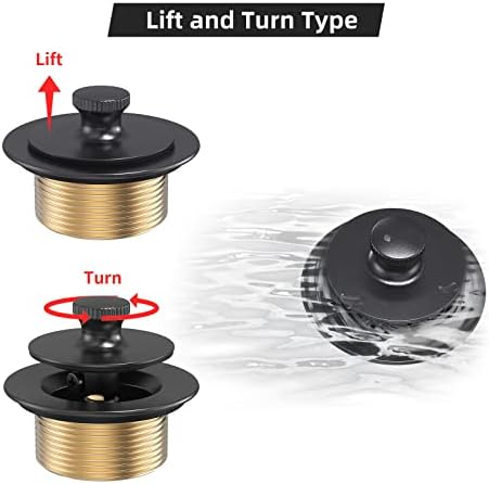 Matte Black Tub Drain and Overflow Kit, Replacement Bath Tub Drain Trim Set,Lift & Turn Bathtub Drain Kit with 2-Hole Overflow Faceplate Conversion Kit Assembly Fine/Coarse Thread