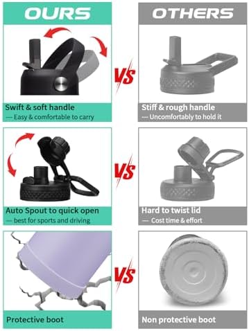 Half Gallon Water Bottle Insulated - 64 oz Water Bottle with Carrying Sleeve, Paracord Handle, Straw Spout Lid, Leak-proof Metal Hydro Water Jug for Workout Sport Hiking Gym, Purple Big Flask Thermo