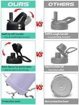 Half Gallon Water Bottle Insulated - 64 oz Water Bottle with Carrying Sleeve, Paracord Handle, Straw Spout Lid, Leak-proof Metal Hydro Water Jug for Workout Sport Hiking Gym, Purple Big Flask Thermo