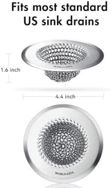 Sink Drain Strainer, Reversible Easy Clean Mesh Sink Strainer with 304 Stainless Steel, Wokdada Revolutionary Anti-Rust Large Kitchen Sink Strainer Food Catcher for Garbage Disposal Without Clogging