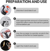 YUSUD 2 Pack Keychain Bottle Opener for Men, Permanent Match with Dual Side Flint Fire Starter, Waterproof Reusable Matchstick, Forever Match for Outdoor Survival, Everlasting Strike Anywhere Matches