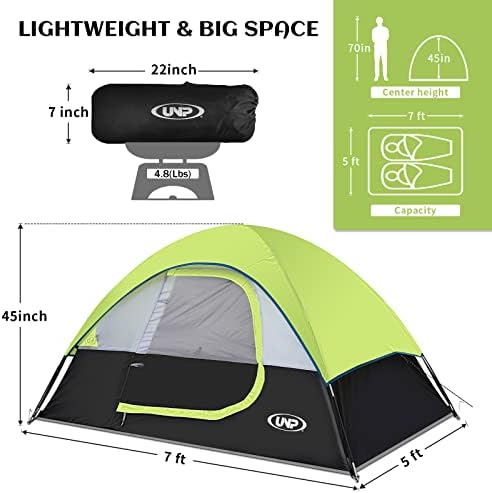 Camping Tent 2 Person, Waterproof Windproof Tent with Rainfly Easy Set up-Portable Dome Tents for Camping…