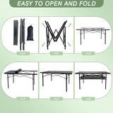 Large Folding Camping Table Aluminum with Storage for 4-6 People 55"X27.5" Roll Up Tall Outdoor Portable Table Lightweight with Carry Bag for Picnic BBQ Backyard Beach