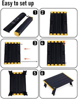 iClimb Ultralight Compact Mini Beach Picnic Folding Alu. Table with Carry Bag, Two Size (Black - S)