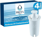Brita Plus Water Filter, BPA-Free, High-Density Replacement Filter for Pitchers and Dispensers, Reduces 2x Contaminants*, Lasts Two Months or 40 Gallons, Includes 4 Filters