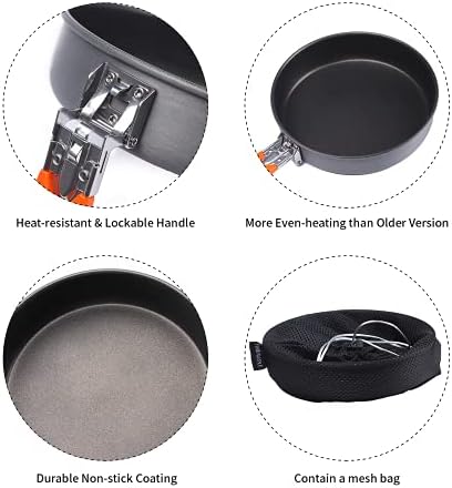 Fire-Maple 7.6 Inch Camping Frying Pan w/Nonstick Coating | Durable Lightweight Camping Skillet for Cooking Egg Steak | Outdoor Kitchen Equipment Gear | Portable Backpacking Cooking Pan