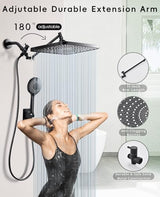 Premium 12.2" Rain Shower Head with Handheld Spray, Updated High Pressure Rainfall Shower Head with Handheld Combo, Large Rain Overhead Waterfall Showerheads | Anti-Clog Nozzles | Air-in Tech