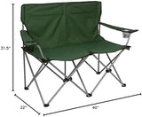 Trademark Innovations Loveseat Style Double Camp Chair, 40" L x 22" W x 31.5" H, Polyester, Army Green