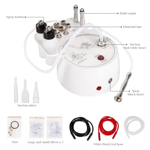 AIMENGXI 3 in 1 Diamond Microdermabrasion Machine, Professional Microdermabrasion Device with Vacuum Spray, Beauty Facial Skin Care Dermabrasion Equipment for Salon Personal Home Use