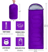 Sleeping Bag, Lightweight 3 Season Weather Sleep Bags for Kids Adults Girls Women, Microfiber Filled 5-20 Degree for Backpacking/Hiking/Camping/Mountaineering with Compression Sack