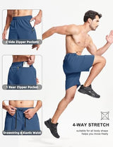 MAGCOMSEN Men's Athletic Running Shorts 9" Quick Dry Lightweight Sport Workout Hiking Gym Shorts with Zipper Pockets