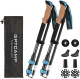 GPTCAMP Walking Sticks,Trekking Poles Collapsible Hiking Poles,Lightweight Folding Travel Walking Pole for Men Women,2pc Adjustable Hiking Stick with EVA Foam Grips for Backpacking