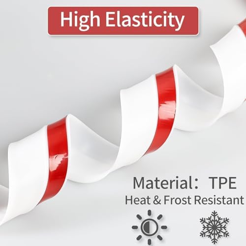 Garage Door Seal Top and Sides, 40 FT Universal TPE Weather Stripping Trim Seal Weatherproofing Seal with Nails and Lids in White