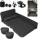 ISWEES Car Bed SUV Air Mattress, Car Air Mattress with Electric Pump, 2 Inflatable Pillows and 2 Footrests for Back Seat, Side Seat,Trunk Sleeping, Thickened Camping Bed - Black