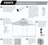 Nazhura 10' x 10' Pop Up Canopy Tent with Sand Weight Bag, Freestanding Sun Shelter for Picnic and Camping, One Person Setup and Height Adjustable (White)