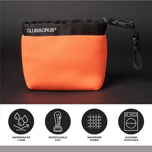 Golf Club and Golf Ball Cleaning Bag, Waterproof Clean Face Technology Liner, Detachable Clip, Machine Washable, Cleans Club Grooves, Dry Exterior (Neoprene or Microfiber Option Available)
