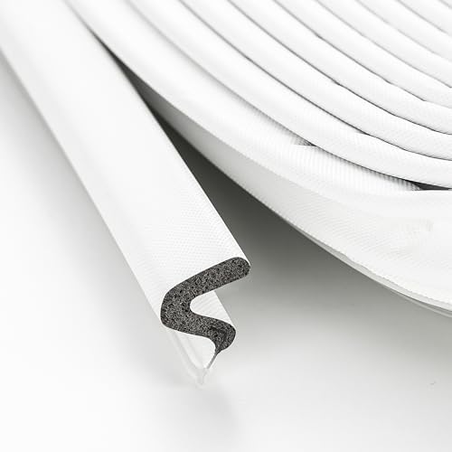 Weather Stripping Door Seal Strip Soundproof Q Foam Weather Stripping for Door Frame, Exterior Door Weather Stripping for Large Gap, Easy to Install（White, 21FT