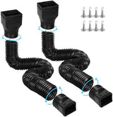 2 Pack Flexible Gutter Downspout Extensions Extendable from 21" to 67", Downspout Extender Comes with Adapters, Thickened Down spout Drain Extension for Rainwater Drainage(Black)