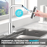 Single Hole Kitchen Faucets with Pull Down Sprayer in Chrome, Single Handle, High Flow Water, Pull Out Tap, Stainless Steel Sink Faucet, Suitable for Farmhouse Camper Laundry Rv Bar