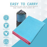 Eunzel Hot Yoga Towel - Microfiber Non Slip Yoga Mat Towel with Grip Dot Sweat Absorbent Towel for Hot Yoga, Pilates and Fitness 72" x 24", Sky Blue/Pink