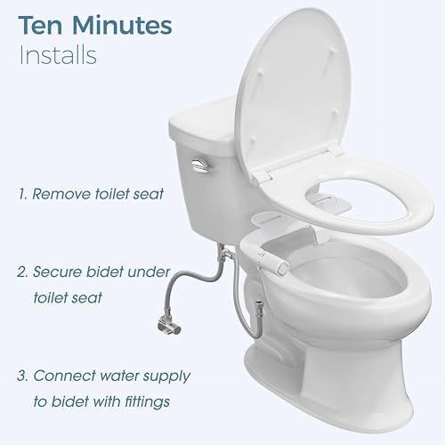 BIGCOW Ultra-Slim Bidet Attachment for Toilet 2 Pack - Dual Nozzle (Frontal & Rear Wash) with Adjustable Cold Water Pressure and Stainless Steel Inlet - Hygienic Solution for Fresh Cleanliness