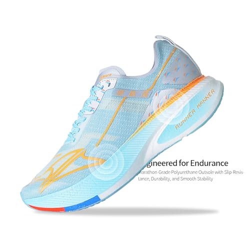 RUNNER MANNER Carbon Plate Running Shoes for Men – Cushioned, Lightweight, Breathable, Non-Slip Road Sneakers (US Size 7.5-11.5)