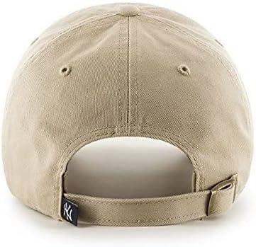 47 Brand MLB Khaki Primary Logo Clean Up Adjustable Strap Baseball Dad Hat Cap, Adult One Size Fits All