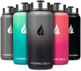 HYDRO CELL Stainless Steel Insulated Water Bottle with Straw - For Cold & Hot Drinks - Metal Vacuum Flask with Screw Cap and Modern Leakproof Sport Thermos for Adults (Graphite/Black 32oz)