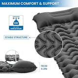 KingCamp Self Inflating Camping Mattress with Built-in Foot Pump, Connectable Durable Inflatable Sleeping Mat with Pillow, Compact Camping Air Mattress for Hiking