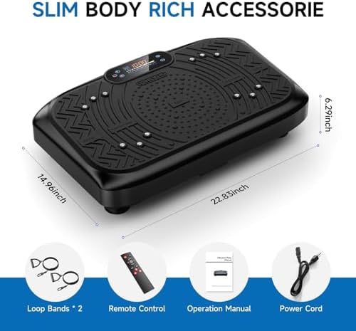 Vibration Plate Exercise Machine Lymphatic Drainage, Full Body Shaking Workout Vibrating Plate Weight Loss, 199 Adjustable Speeds 450 Lbs Capacity Fitness Platform for Women Men