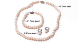 Freshwater Pearl Necklace Set Includes Bracelet and Earrings Genuine Pearl Set Jewelry for Women 925 Sterling Silver Pearl Jewelry for Mother's Day, Anniversary, Birthday, Valentine's Day, Wedding