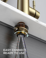 FORIOUS Gold Kitchen Faucet with Pull Down Sprayer, Stainless Steel Commercial Single Handle Classic Spring Pull Out Sink Faucet for Farmhouse Camper Laundry Utility Room