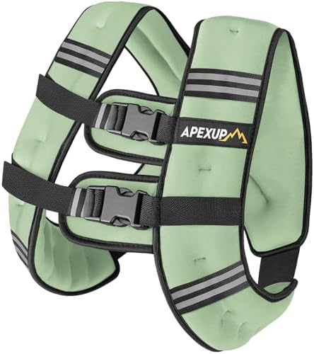 APEXUP Weighted Vest with 5lbs/10lbs/15lbs/20lbs/25lbs/30lbs Weights and Reflective Stripe, Weight Vest Men Women for Workout, Strength Training, Running