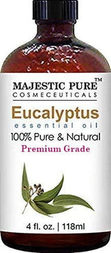 Majestic Pure Eucalyptus Essential Oil | 100% Pure and Natural Eucalyptus Oil | Premium Grade Essential Oils for Hair Care, Home Diffusers, Aromatherapy, Massage and Humidifiers | 4 Fl Oz (Pack of 2)