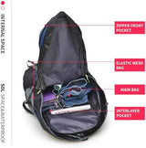 Bseash 50L Hiking Backpack, Water Resistant Lightweight Outdoor Sport Daypack Travel Bag for Camping Climbing Skiing Cycling (Navy Blue - With Shoe Compartment)