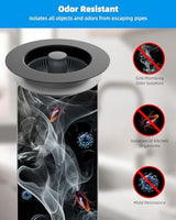 Hibbent 2 Pack 3 in 1 Kitchen Sink Drain Strainer and Stopper Combo, Stainless Steel Metal Pop Up Sink Stopper, Anti-Clogging Basket Strainer with Handle for US Standard 3-1/2 Inch Drain, Black