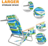 Backpack Beach Chairs for Adults Capacity 300 LBS Low 5 Position Beach Chair with Pouch Straps Folding Lightweight Reclining Aluminum Wide Lay Flat Single